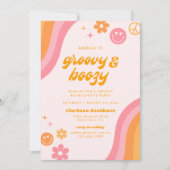Groovy & Boozyピンク&オレンジバチェロレッテ 招待状 (正面)