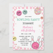 Groovy bowling party invitation 招待状 (正面)
