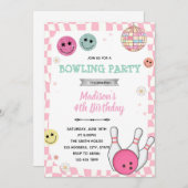 Groovy bowling party invitation 招待状 (正面/裏面)
