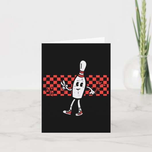 Groovy Bowling Pin Peace Retro Bowler Boys Kids Me カード (正面)