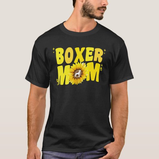 Groovy Boxer Mom For Women Sunflower Boxer Dog Ow Tシャツ (正面)