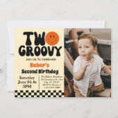 Groovy Boy 2nd誕生日の写真 招待状 (正面)