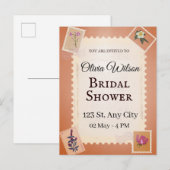 Groovy bridal shower インビテーションポストカード (正面/裏面)