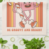 Groovy & Bright Christmas メリーおもしろいレトロHippie キッチンタオル (折り畳み)
