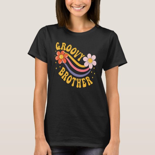 Groovy Brother 70s Aesthetic 1970's Retro Brother Tシャツ (正面)