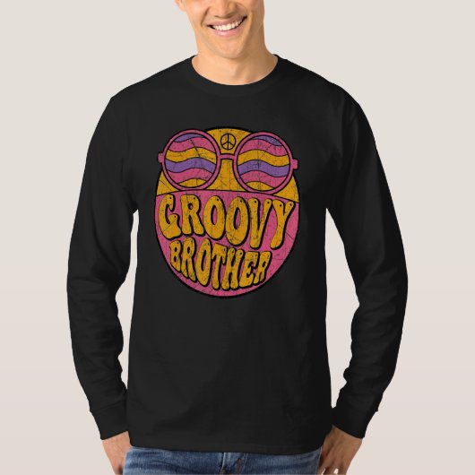 Groovy Brother 70s Aesthetic Nostalgia 1970's Retr Tシャツ (正面)