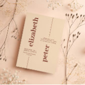 Groovy Brownレトロ70sジオメトリック結婚ス 招待状