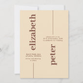 Groovy Brownレトロ70sジオメトリック結婚ス 招待状 (正面)