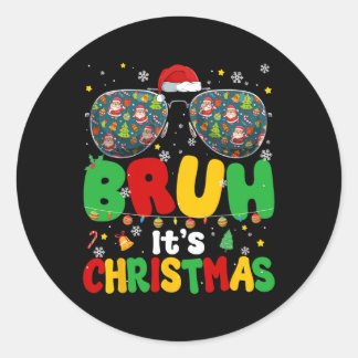 Groovy Bruhそのクリスマスクリスマスサンタツリーメンズボーイ ラウンドシール