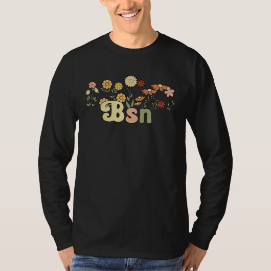 Groovy BSN Bachelor Of Science In Nursing Flowers Tシャツ (正面)