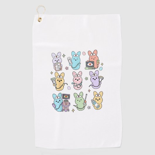 Groovy Bunnies Candy Ultrasound Tech Easter Sonogr ゴルフタオル (正面)