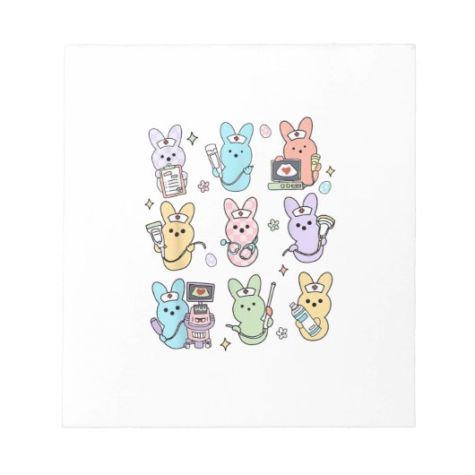 Groovy Bunnies Candy Ultrasound Tech Easter Sonogr ノートパッド (正面)