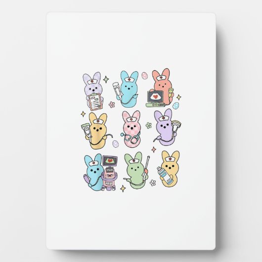 Groovy Bunnies Candy Ultrasound Tech Easter Sonogr フォトプラーク (正面)