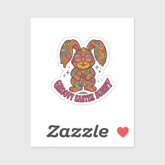 Groovy Bunny Hippie Retro Easter Psychedelic  シール (シート)