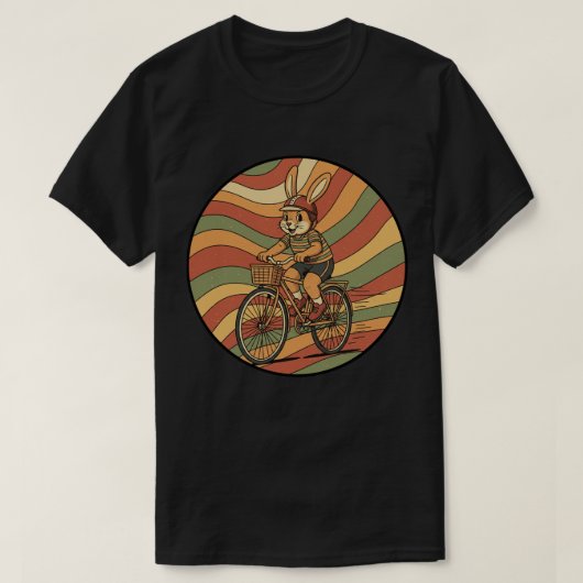 Groovy Bunny on a Bike - Retro Cycling Trip Tシャツ (デザイン正面)