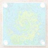 Groovy ChartreuseとAquamarine液体スワール ガラスコースター (裏面)