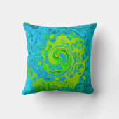 Groovy ChartreuseとAquamarine液体スワール クッション (裏面)