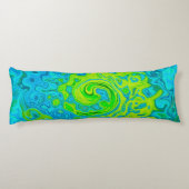 Groovy ChartreuseとAquamarine液体スワール ボディピロー (裏面)