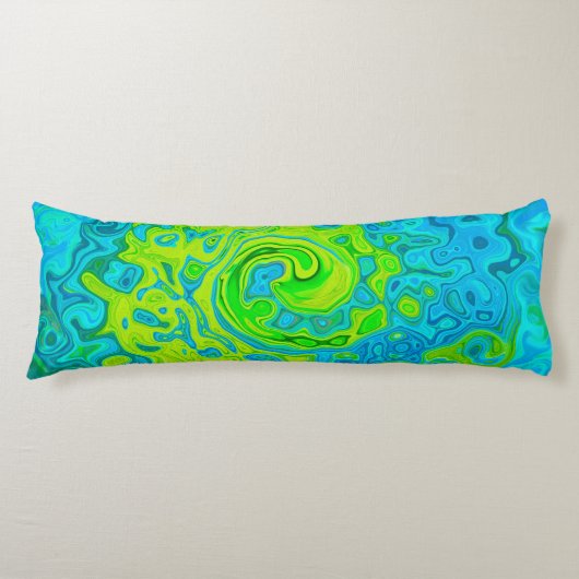Groovy ChartreuseとAquamarine液体スワール ボディピロー (正面)