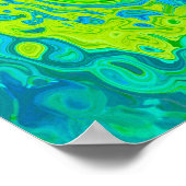 Groovy ChartreuseとAquamarine液体スワール ポスター (角)