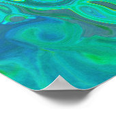 Groovy ChartreuseとAquamarine液体スワール ポスター (角)