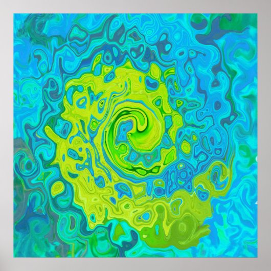 Groovy ChartreuseとAquamarine液体スワール ポスター (正面)