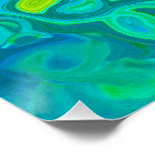 Groovy ChartreuseとAquamarine液体スワール ポスター (コーナー)