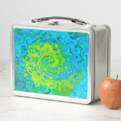 Groovy ChartreuseとAquamarine液体スワール メタルランチボックス (インサイチュ)