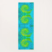 Groovy ChartreuseとAquamarine液体スワール ヨガマット (裏面)