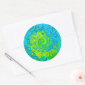 Groovy ChartreuseとAquamarine液体スワール ラウンドシール (封筒)