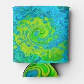 Groovy ChartreuseとAquamarine液体スワール 缶クーラー (正面)