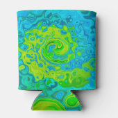 Groovy ChartreuseとAquamarine液体スワール 缶クーラー (裏面)