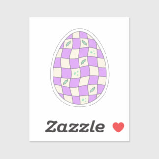Groovy Checkerboard Easter Egg Pastel Retro  シール