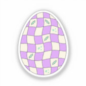 Groovy Checkerboard Easter Egg Pastel Retro  シール (正面)