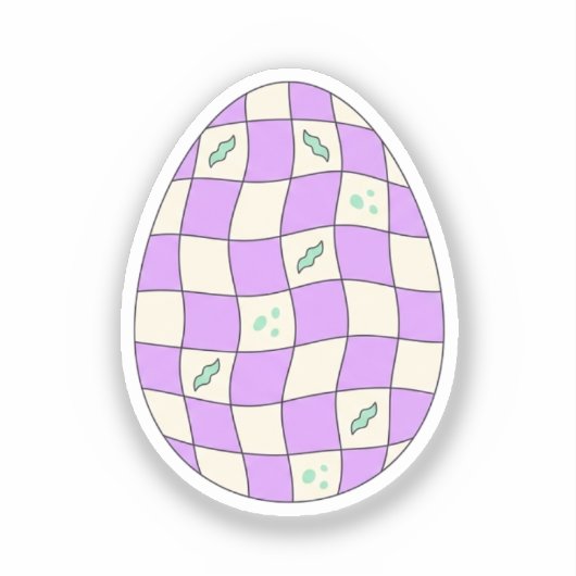 Groovy Checkerboard Easter Egg Pastel Retro  シール (正面)