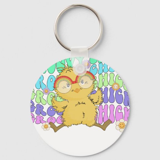 groovy chick (2), retro, vintage キーホルダー (正面)