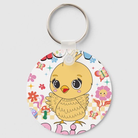 groovy chick, retro, vintage キーホルダー (正面)