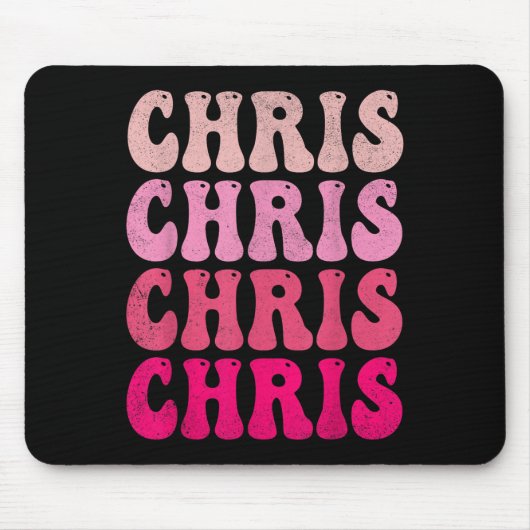 Groovy Chris First Name D I Love Chris Tees Meme マウスパッド (正面)