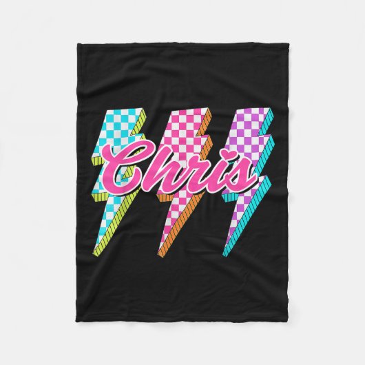 Groovy Chris Lightning Bolt Checkered I Love Meme  フリースブランケット (正面)