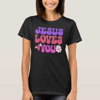 Groovy Christian Jesus Loves You 70's Hippie Tシャツ