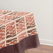Groovy Christmas 70s Pastel Smiling Emoji Funky テーブルクロス (インサイチュ)