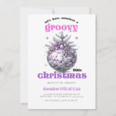 Groovy Christmas Disco Ball Pink Christmas Party 招待状 (正面)