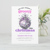 Groovy Christmas Disco Ball Pink Christmas Party 招待状 (スタンド正面)