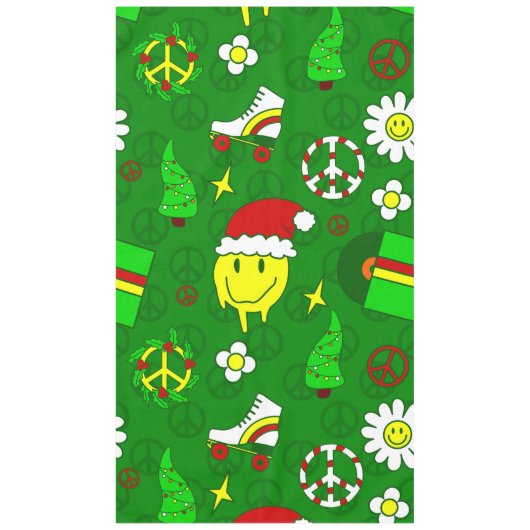 groovy christmas happy顔santa 1970s テーブルクロス (正面)