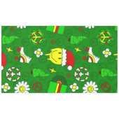 groovy christmas happy顔santa 1970s テーブルクロス (正面(横))