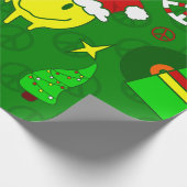 groovy christmas happy顔santa 1970s ラッピングペーパー (角)