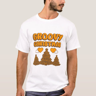 "Groovy Christmas" Retro 70s Style Holiday T-Shirt Tシャツ