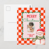 Groovy Christmas snowman Photo  ポストカード (正面/裏面)
