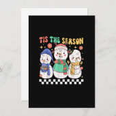 Groovy Christmas Tis The Season Cute Snowman Merry 招待状 (正面/裏面)