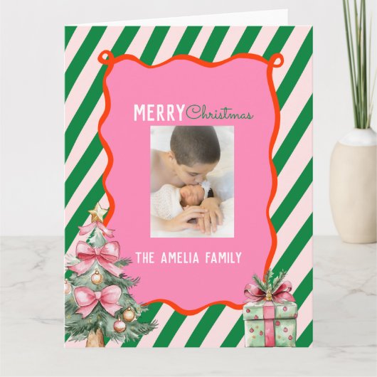 Groovy Christmas Tree Doodle Photo  カード (正面)